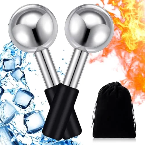 Ice Globes for Face Stainless Steel Cooling Globes Unbreakable Cooling Roller Women Ice Balls Cryo Sticks Facials Skin Care for Dark Circles, Puffiness( ( Handle)) view 6