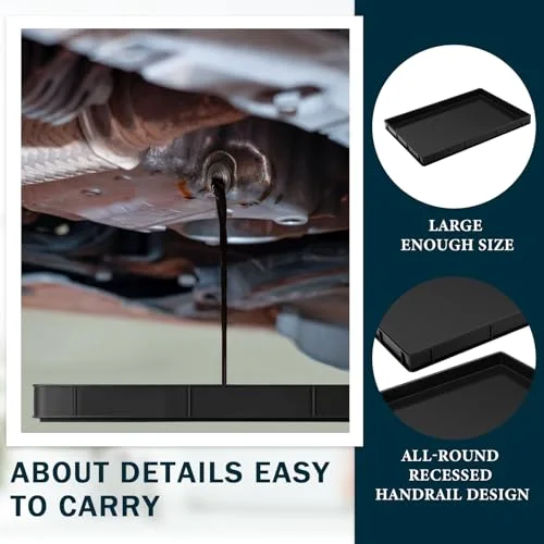 24 x 15.5 Inches Oil Drain Pan for Changing Leak Proof Mini Fridge Drip Tray Plastic Oil Change Pan for Mini Fridges Air Conditioners Machinery Under Car () view 9