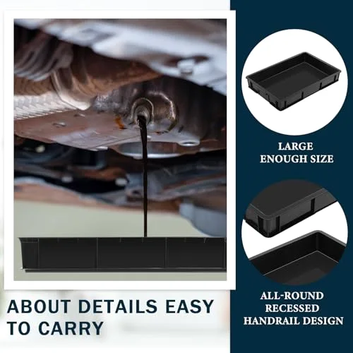 24 x 15.5 Inches Oil Drain Pan for Changing Leak Proof Mini Fridge Drip Tray Plastic Oil Change Pan for Mini Fridges Air Conditioners Machinery Under Car () view 4