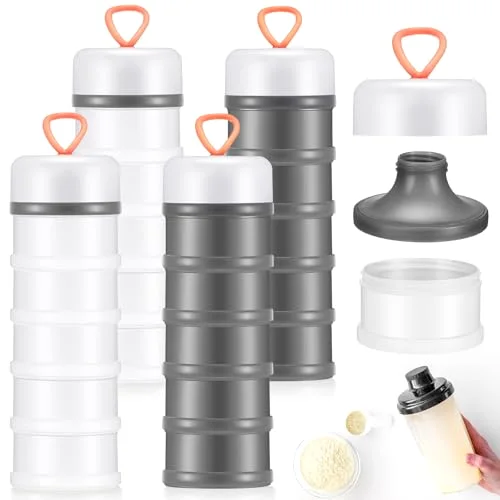 Protein Powder Container 5 Layers Stackable Leakproof Container Powder Dispenser with Funnels Stand Keychain Flour Canister for Workout Fitness() view 6