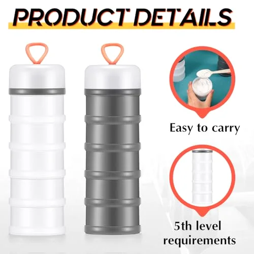 Protein Powder Container 5 Layers Stackable Leakproof Container Powder Dispenser with Funnels Stand Keychain Flour Canister for Workout Fitness() view 8