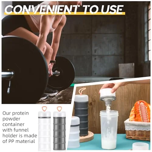 Protein Powder Container 5 Layers Stackable Leakproof Container Powder Dispenser with Funnels Stand Keychain Flour Canister for Workout Fitness() view 10