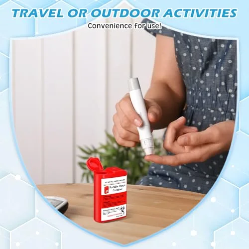 Pocket Travel Sharps Disposal Container Needle Disposal Containers Home Small Sharps Portable Biohazard Syringe Box for Home Travel Diabetic Supplies() view 4