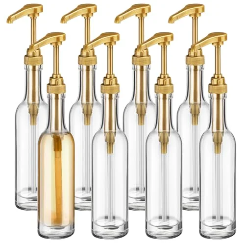 Glass Coffee Syrup Dispenser Bottles for Bar Coffee Pump Dispenser, Glass Syrup Bottle with Pumps, Bar Accessories Bottles() view 6