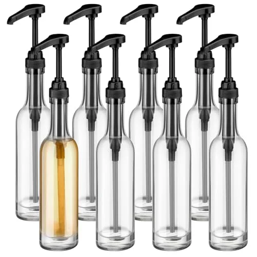 Glass Coffee Syrup Dispenser Bottles for Bar Coffee Pump Dispenser, Glass Syrup Bottle with Pumps, Bar Accessories Bottles()