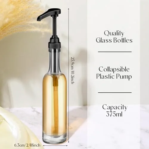 Glass Coffee Syrup Dispenser Bottles for Bar Coffee Pump Dispenser, Glass Syrup Bottle with Pumps, Bar Accessories Bottles() view 2