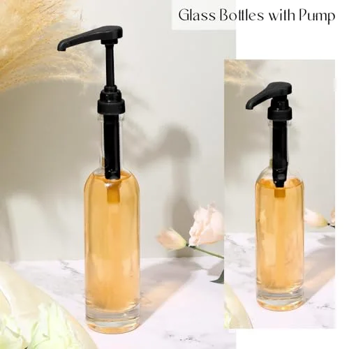 Glass Coffee Syrup Dispenser Bottles for Bar Coffee Pump Dispenser, Glass Syrup Bottle with Pumps, Bar Accessories Bottles() view 3