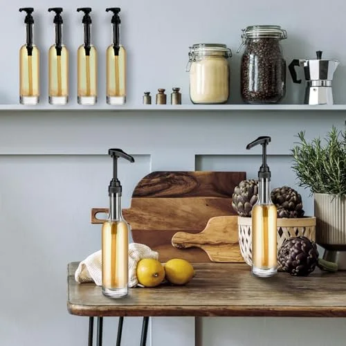 Glass Coffee Syrup Dispenser Bottles for Bar Coffee Pump Dispenser, Glass Syrup Bottle with Pumps, Bar Accessories Bottles() view 5