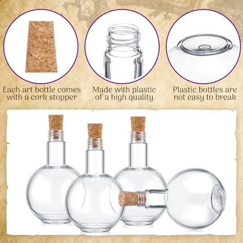 Plastic Potion Bottles with Cork Ball Shaped view 8