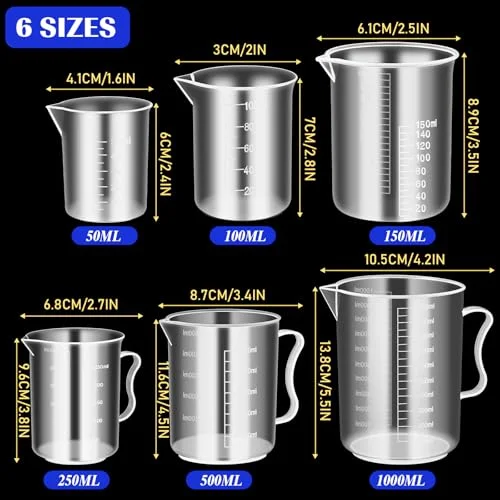 Plastic Test Tubes with Rack 5 Graduated Cylinder 6 Beakers 3 Erlenmeyer Flask 10 Plastic Transfer Pipette for Lab Party DIY view 2