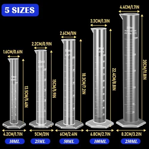 Plastic Test Tubes with Rack 5 Graduated Cylinder 6 Beakers 3 Erlenmeyer Flask 10 Plastic Transfer Pipette for Lab Party DIY view 3
