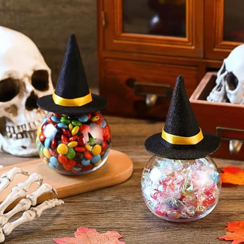 Spherical Plastic Potion Bottles with Hat Ball Shape Round Bottles for Drink Candy Jar Halloween Table Decoration DIY Crafts Gifts (4 Colors) view 10