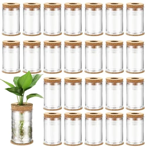 Plastic Desktop Plant Terrariums Propagation Planter Tabletop Planting Vase with Lid and Cork Plant Coasters for Growing Hydroponic Home Office Table Decoration (Diamond Style) view 6