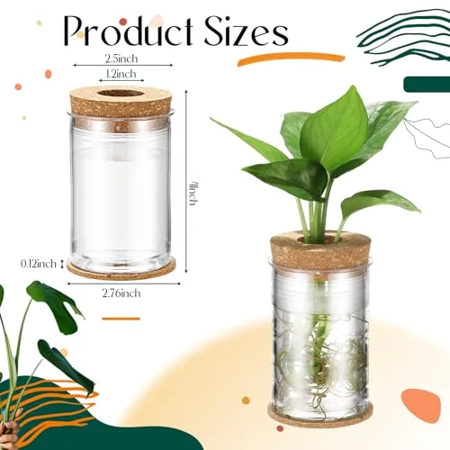 Plastic Desktop Plant Terrariums Propagation Planter Tabletop Planting Vase with Lid and Cork Plant Coasters for Growing Hydroponic Home Office Table Decoration (Diamond Style) view 7