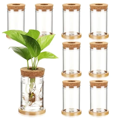 Propagation Vases for Plants Plastic Plant Propagation Station with Hole Lid and Bamboo Stand Growing in Water Hydroponic Home Office Table Decoration(Classic Style) view 6