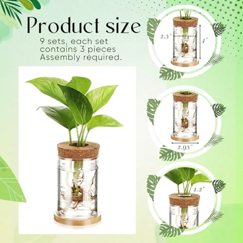 Propagation Vases for Plants Plastic Plant Propagation Station with Hole Lid and Bamboo Stand Growing in Water Hydroponic Home Office Table Decoration(Classic Style) view 7