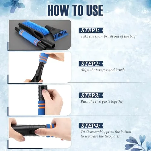 Snow Brush Ice Scraper for Car Windshield Detachable view 3