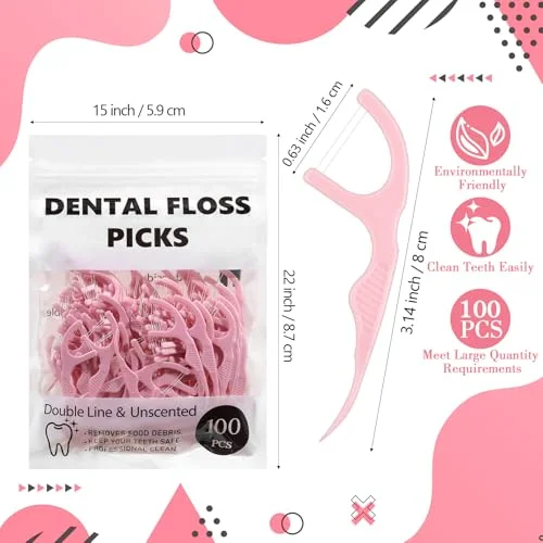 Dual Line Floss Picks Dental Floss Sticks Bulk Non Breakable Toothpicks Double String Tooth Picks Flossers for Adults Teeth Cleaning Family Travel() view 2