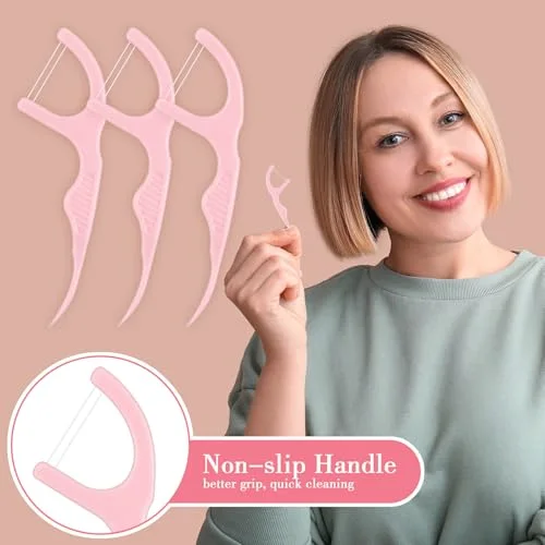 Dual Line Floss Picks Dental Floss Sticks Bulk Non Breakable Toothpicks Double String Tooth Picks Flossers for Adults Teeth Cleaning Family Travel() view 3