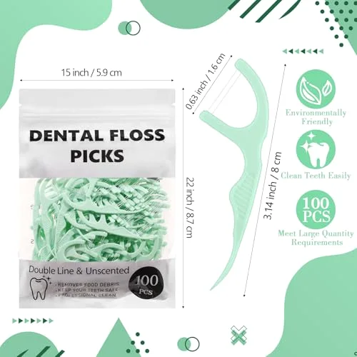 Dual Line Floss Picks Dental Floss Sticks Bulk Non Breakable Toothpicks Double String Tooth Picks Flossers for Adults Teeth Cleaning Family Travel() view 7