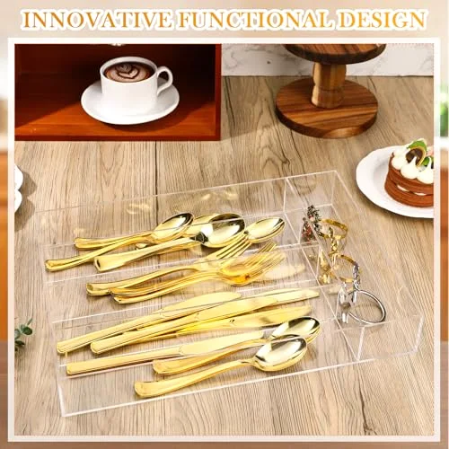 Acrylic Silverware Organizer Small Utensil Drawer Organizer for Flatware Utensils Drawer, Office, Bathroom view 4