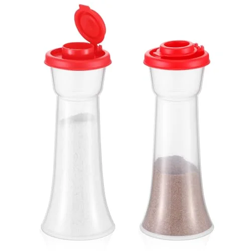 Plastic Salt and Pepper Shakers Hourglass Salt and Pepper Shakers with Lids Large Cove for Camping Outdoor Lunch Home Kitchen Restaurant() view 6