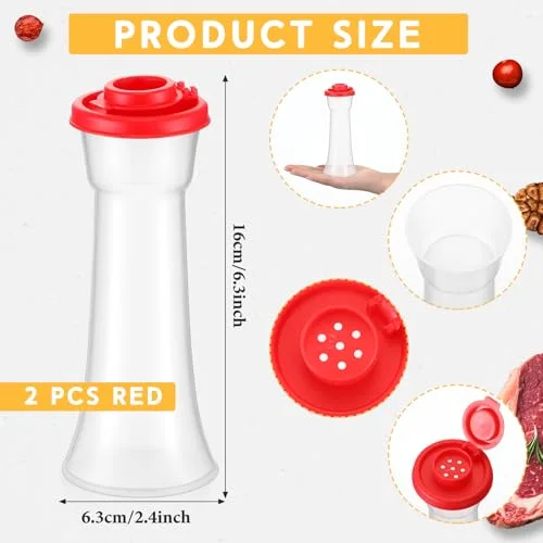 Plastic Salt and Pepper Shakers Hourglass Salt and Pepper Shakers with Lids Large Cove for Camping Outdoor Lunch Home Kitchen Restaurant() view 7