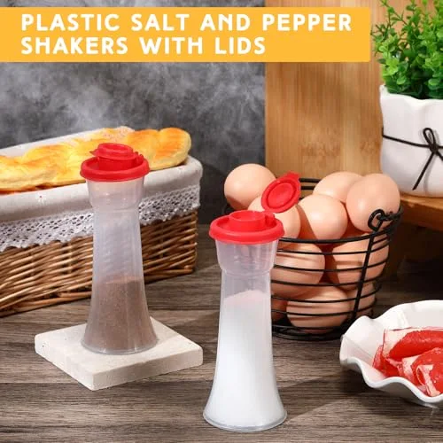 Plastic Salt and Pepper Shakers Hourglass Salt and Pepper Shakers with Lids Large Cove for Camping Outdoor Lunch Home Kitchen Restaurant() view 8