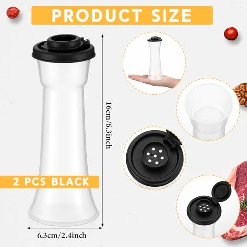 Plastic Salt and Pepper Shakers Hourglass Salt and Pepper Shakers with Lids Large Cove for Camping Outdoor Lunch Home Kitchen Restaurant() view 2