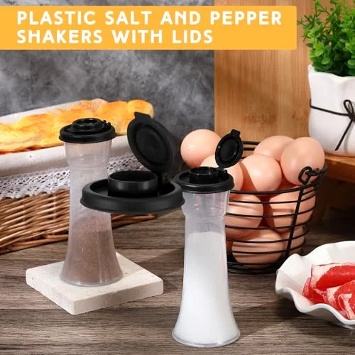 Plastic Salt and Pepper Shakers Hourglass Salt and Pepper Shakers with Lids Large Cove for Camping Outdoor Lunch Home Kitchen Restaurant() view 3