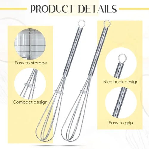 Mini Whisk Bulk Small Whisks for Cooking 304 Stainless Steel Tiny Whisk for Baking, Whipping, Beating Eggs, Mixing Sauces, Blending Ingredients () view 7