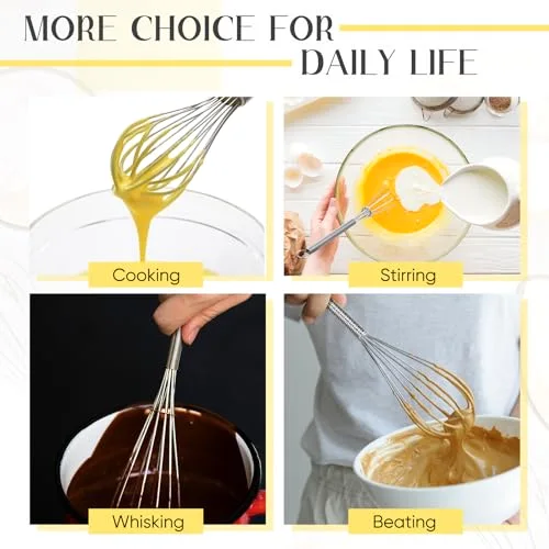 Mini Whisk Bulk Small Whisks for Cooking 304 Stainless Steel Tiny Whisk for Baking, Whipping, Beating Eggs, Mixing Sauces, Blending Ingredients () view 9