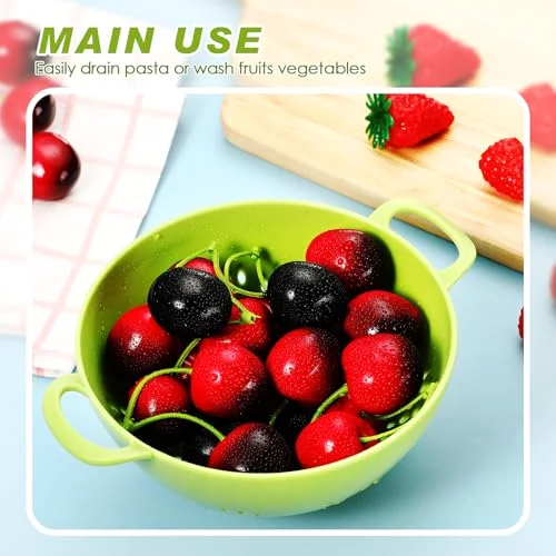 Mini Colander for Kitchen Plastic Berry Strainer with Double Handles 7.5 x 6 x Small Colander Strainer for Fruits Vegetables Food (Lemon) view 4