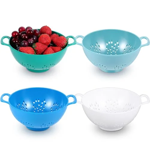 Mini Colander for Kitchen Plastic Berry Strainer with Double Handles 7.5 x 6 x Small Colander Strainer for Fruits Vegetables Food (Lemon) view 6