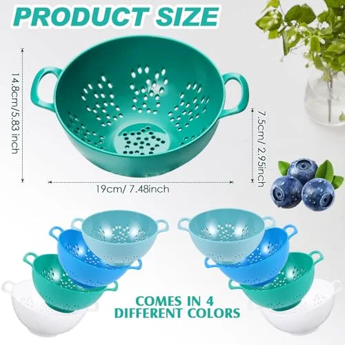 Mini Colander for Kitchen Plastic Berry Strainer with Double Handles 7.5 x 6 x Small Colander Strainer for Fruits Vegetables Food (Lemon) view 7
