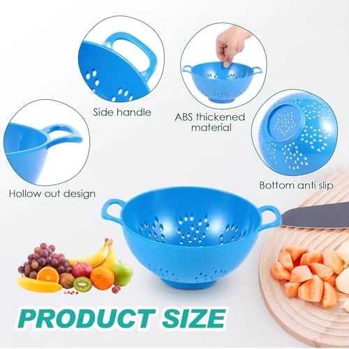 Mini Colander for Kitchen Plastic Berry Strainer with Double Handles 7.5 x 6 x Small Colander Strainer for Fruits Vegetables Food (Lemon) view 8