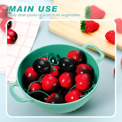 Mini Colander for Kitchen Plastic Berry Strainer with Double Handles 7.5 x 6 x Small Colander Strainer for Fruits Vegetables Food (Lemon) view 9