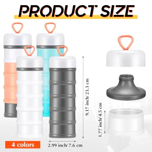 Protein Powder Container 5 Layers Stackable Leakproof Container Powder Dispenser with Funnels Stand Keychain Flour Canister for Workout Fitness() view 2