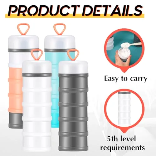 Protein Powder Container 5 Layers Stackable Leakproof Container Powder Dispenser with Funnels Stand Keychain Flour Canister for Workout Fitness() view 3