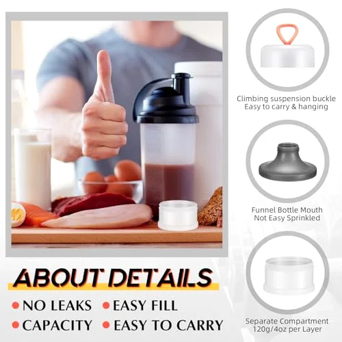 Protein Powder Container 5 Layers Stackable Leakproof Container Powder Dispenser with Funnels Stand Keychain Flour Canister for Workout Fitness() view 4