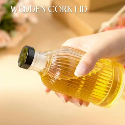 Olive Oil Dispenser Bottle for Kitchen with Metal Spout, Vinegar Glass Oil Bottles/, Glass Cooking Dispenser for Kitchen view 4