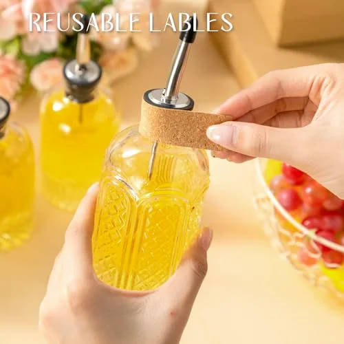 Olive Oil Dispenser Bottle for Kitchen with Metal Spout, Vinegar Glass Oil Bottles/, Glass Cooking Dispenser for Kitchen view 5