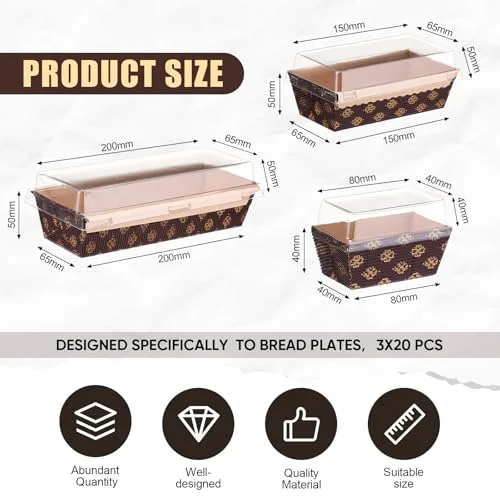 8 x 3 x 2 Inches 6 x 2.5 x 2 Inches 3 x 1.5 x 1.5 Inches Paper Loaf Pan Disposable Paper Baking Pan with Lids Disposable Paper Pans Mold for Cake Bread Oven Loaf Bakery view 2