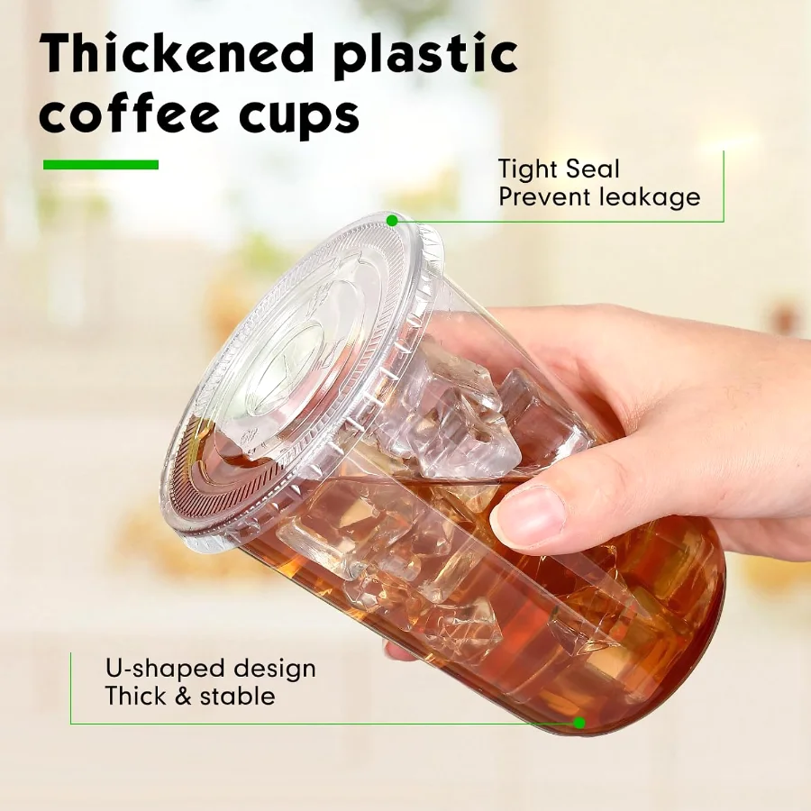 Disposable Iced Plastic Cups with Lids Straws view 4