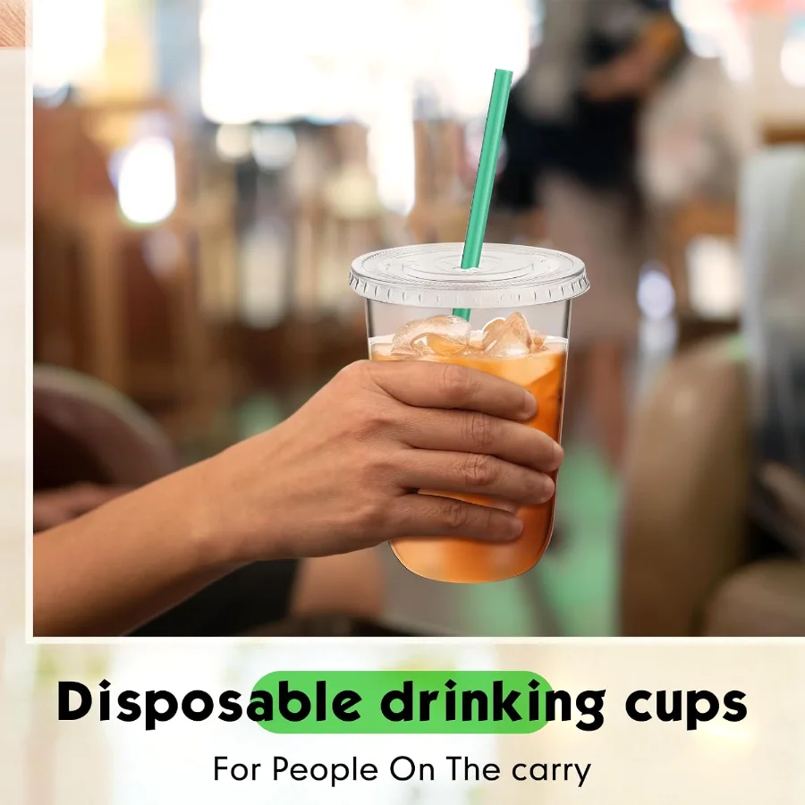 Disposable Iced Plastic Cups with Lids Straws view 5