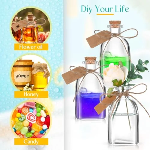 Glass Potion Bottles with Cork Stoppers Empty Jars view 4