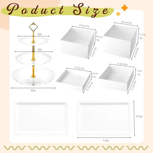 Buffet Risers with Cupcake Stand Holder Serving Tray, Food Risers for Buffet Table, Display Stand Catering Dessert Collectibles, Acrylic Cube Boxes Nesting for Party (Transparent) view 7