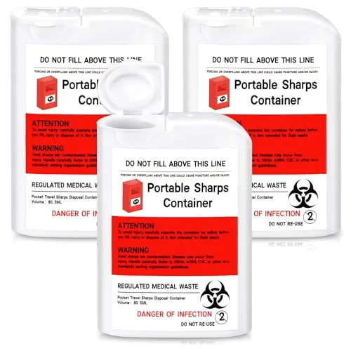 Pocket Travel Sharps Disposal Container Needle Disposal Containers Home Small Sharps Portable Biohazard Syringe Box for Home Travel Diabetic Supplies() view 6