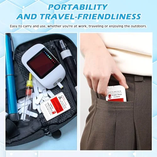 Pocket Travel Sharps Disposal Container Needle Disposal Containers Home Small Sharps Portable Biohazard Syringe Box for Home Travel Diabetic Supplies() view 9