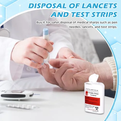 Pocket Travel Sharps Disposal Container Needle Disposal Containers Home Small Sharps Portable Biohazard Syringe Box for Home Travel Diabetic Supplies() view 10